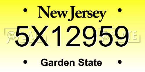 5X12959 New Jersey License Plate