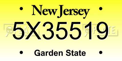 5X35519 New Jersey License Plate