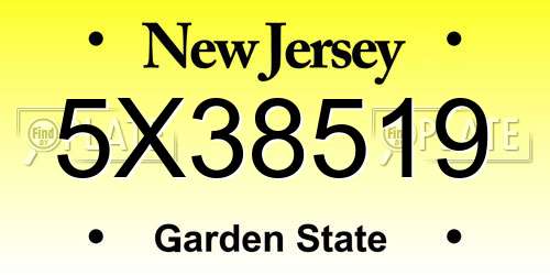 5X38519 New Jersey License Plate