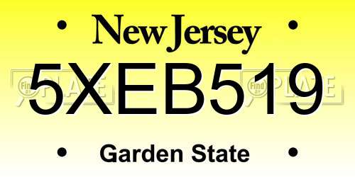 5XEB519 New Jersey License Plate