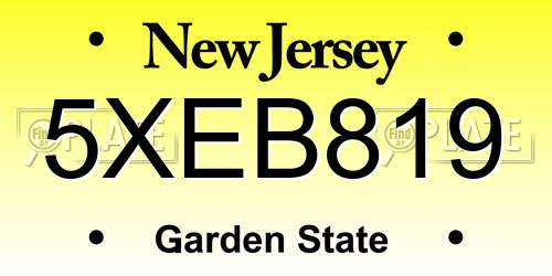5XEB819 New Jersey License Plate