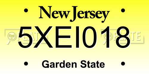 5XEI018 New Jersey License Plate