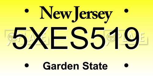 5XES519 New Jersey License Plate