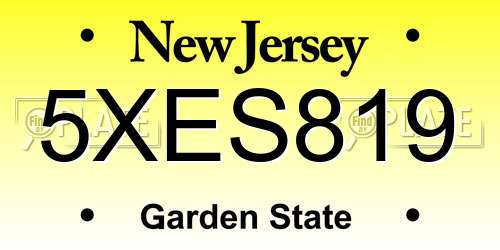 5XES819 New Jersey License Plate