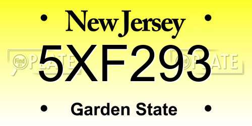 5XF293 New Jersey License Plate