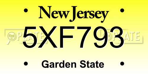5XF793 New Jersey License Plate