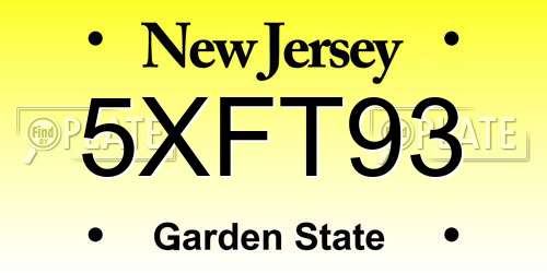 5XFT93 New Jersey License Plate
