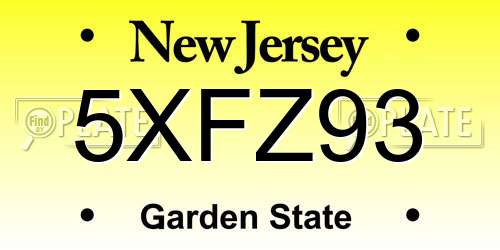 5XFZ93 New Jersey License Plate