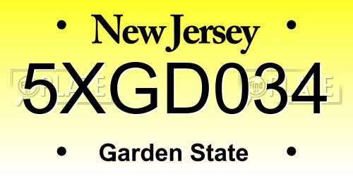 5XGD034 New Jersey License Plate