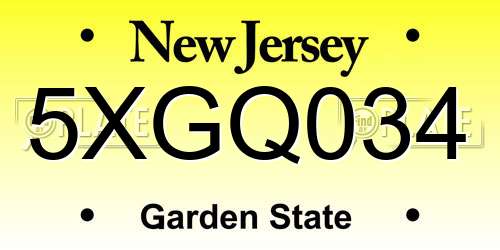 5XGQ034 New Jersey License Plate