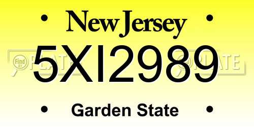5XI2989 New Jersey License Plate