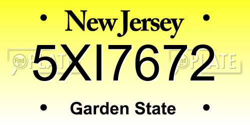 5XI7672 New Jersey License Plate