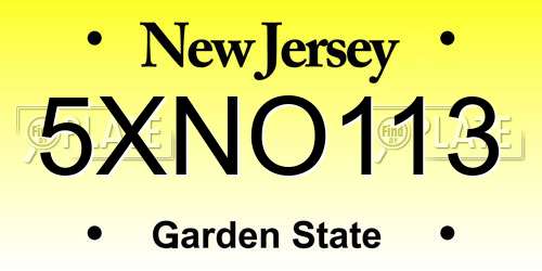 5XNO113 New Jersey License Plate