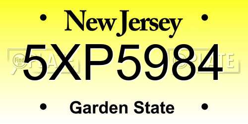 5XP5984 New Jersey License Plate