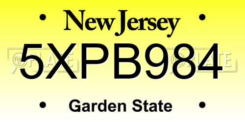 5XPB984 New Jersey License Plate