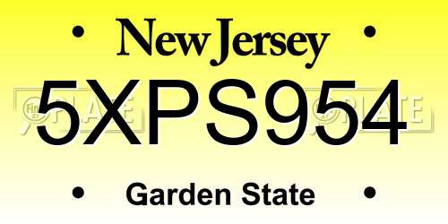 5XPS954 New Jersey License Plate