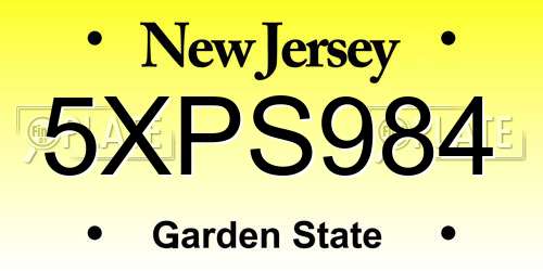 5XPS984 New Jersey License Plate