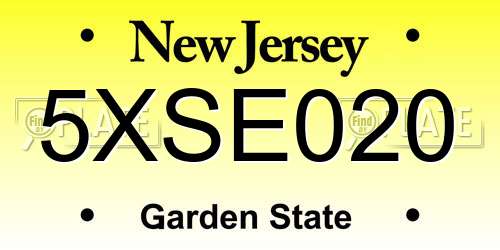 5XSE020 New Jersey License Plate