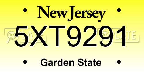 5XT9291 New Jersey License Plate