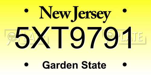 5XT9791 New Jersey License Plate