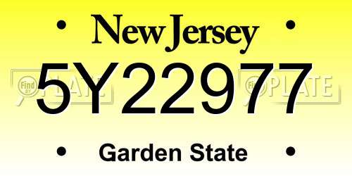 5Y22977 New Jersey License Plate