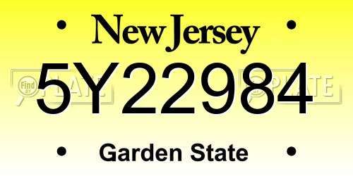 5Y22984 New Jersey License Plate