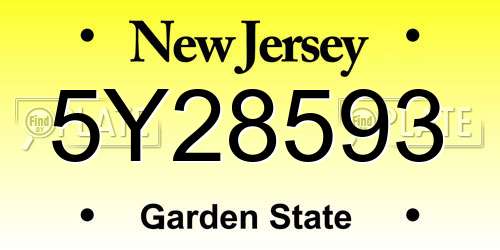 5Y28593 New Jersey License Plate