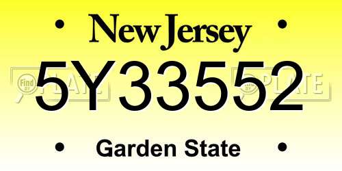 5Y33552 New Jersey License Plate