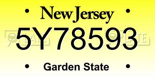5Y78593 New Jersey License Plate