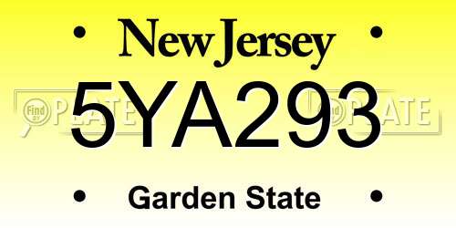 5YA293 New Jersey License Plate