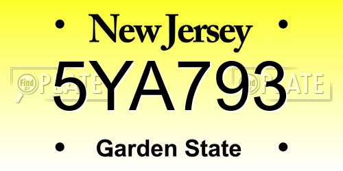 5YA793 New Jersey License Plate