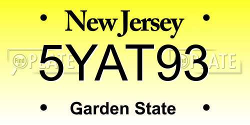 5YAT93 New Jersey License Plate
