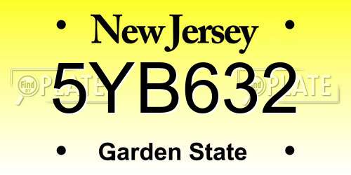 5YB632 New Jersey License Plate