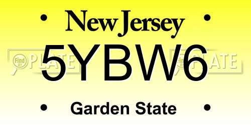 5YBW6 New Jersey License Plate