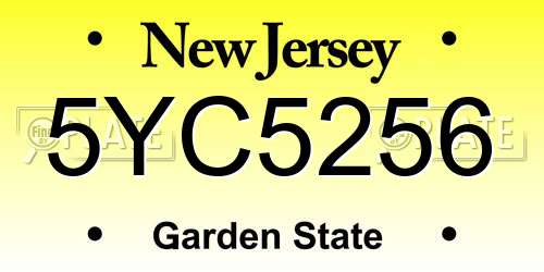 5YC5256 New Jersey License Plate