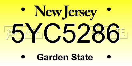 5YC5286 New Jersey License Plate