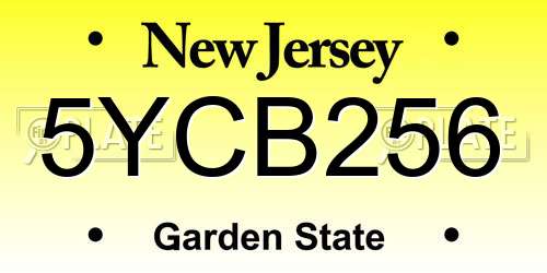 5YCB256 New Jersey License Plate
