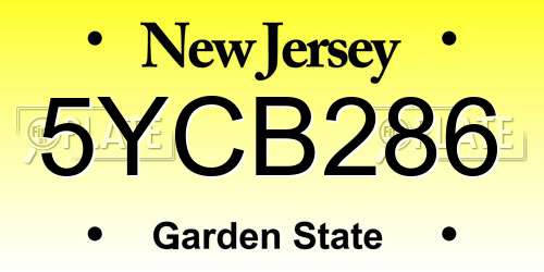 5YCB286 New Jersey License Plate