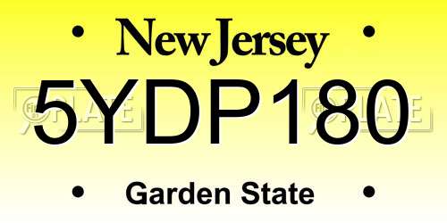 5YDP180 New Jersey License Plate