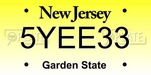 5YEE33 New Jersey License Plate