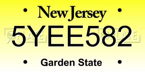 5YEE582 New Jersey License Plate