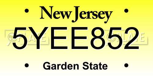 5YEE852 New Jersey License Plate