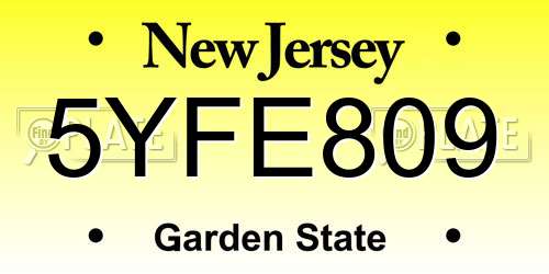5YFE809 New Jersey License Plate