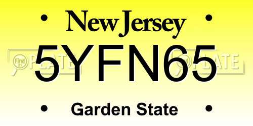 5YFN65 New Jersey License Plate