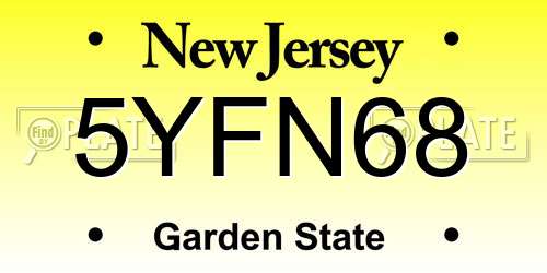5YFN68 New Jersey License Plate