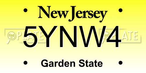 5YNW4 New Jersey License Plate