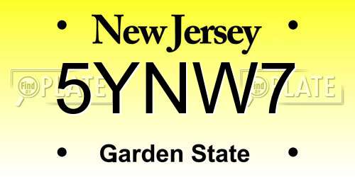 5YNW7 New Jersey License Plate