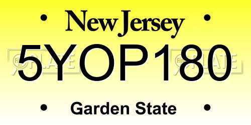 5YOP180 New Jersey License Plate