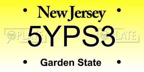 5YPS3 New Jersey License Plate