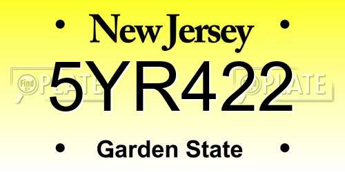 5YR422 New Jersey License Plate